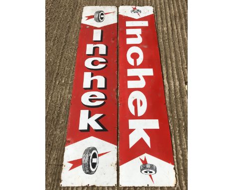 Two Inchek rectangular enamel signs, each 72 x 15".