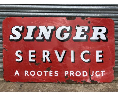 A Singer Service rectangular enamel sign, 48 x 28".