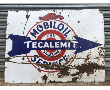 A Mobiloil Tecalamit Car Valeting Service rectangular enamel sign, 40 x 30".