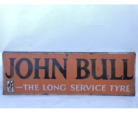 A John Bull 'The Long Service Tyre' rectangular enamel sign, 47 1/2 x 15 1/2".