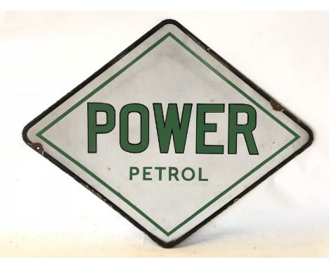 A Power Petrol lozenge shaped double sided enamel sign, 32 x 25 1/2". 