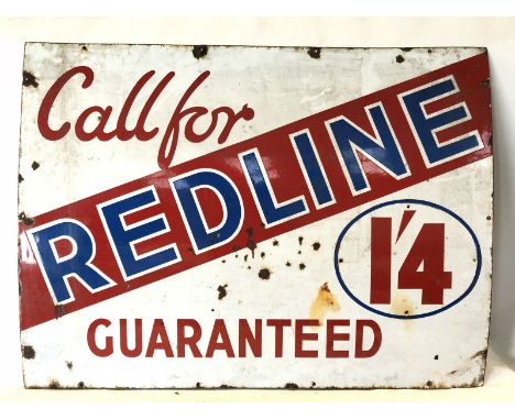 A Redline Guaranteed rectangular enamel sign by Whittle of Eccles, 48 x 36". 