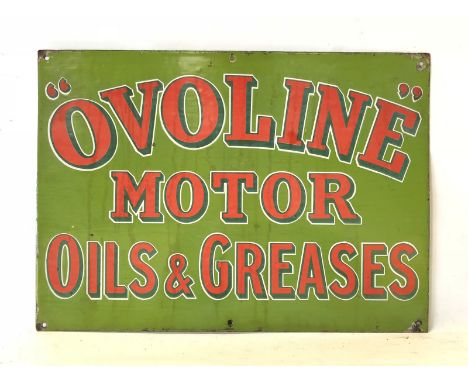 A rare Ovoline Motor Oils and Greases rectangular enamel sign, with good gloss, 21 x 15". 