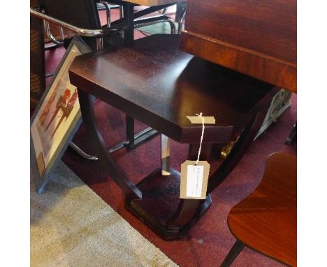 An Art deco style mahogany lamp table, H.61 W.50 D.50cm 