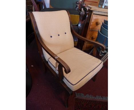 A Regency style mahogany easy style armchair fitted squab cushion 
