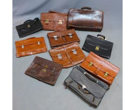 Ten various vintage leather cases 