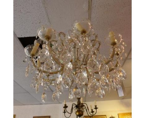 A ten branch glass pendant chandelier 