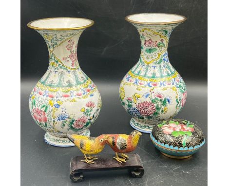 A selection of enamel cloisonne 