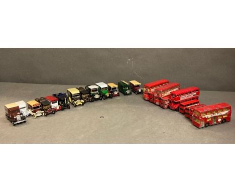 A selection of Diecast buses and vans to include Matchbox and Corgi 