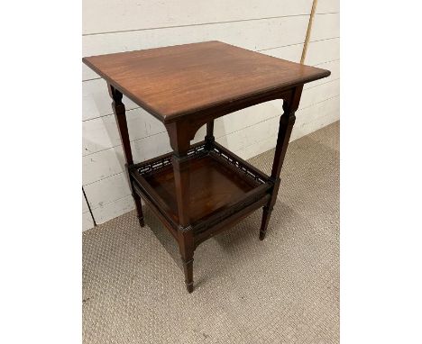 A mahogany side table with pieced shelf under (H70cm Sq49cm)