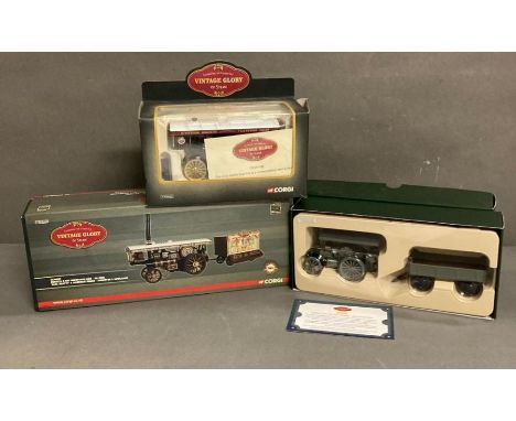 Three vintage Corgi Glory of Steam limited edition Diecast models 1/50 scale, Garrett war department tractor and trailer, Bur