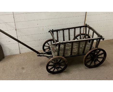 A wooden farmyard vintage cart (H51cm W90cm)