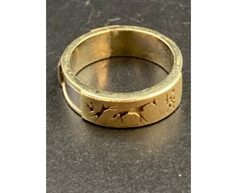 A white gold ring, size N, marked 585 white gold, approximate weight 6g.