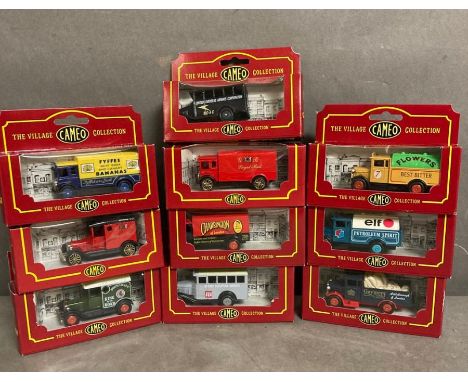A selection of ten boxed Corgi vans and lorries to include an Elf Tanker and a Charrington lorry 