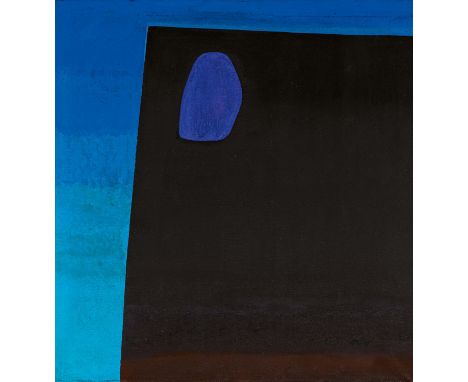 GEIGER, RUPPRECHTMünchen 1908 - 2009Titel: Schwarze Form vor Blau. Datierung: 1957. Technik: Öl auf Leinwand. Maße: 100 x 95,
