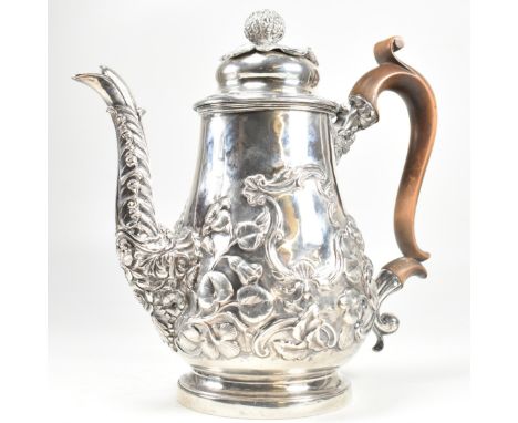 A Victorian hallmarked silver coffee pot. London, date mark not visible. Sponsors mark for JB - Henry Wilkinson &amp; Co (Joh