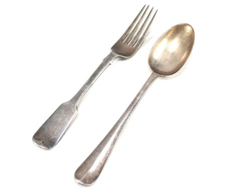 A Victorian hallmarked silver fork. Hallmarked for Edinburgh 1893, sponsors mark for Alexander Graham Wighton. Together with 