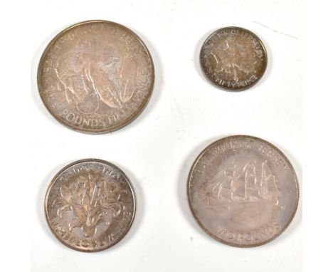 Jersey sterling silver cased 25th Royal Wedding Anniversary 4 coin set. Sterling silver, weight approx 65g. Cased. Complete w