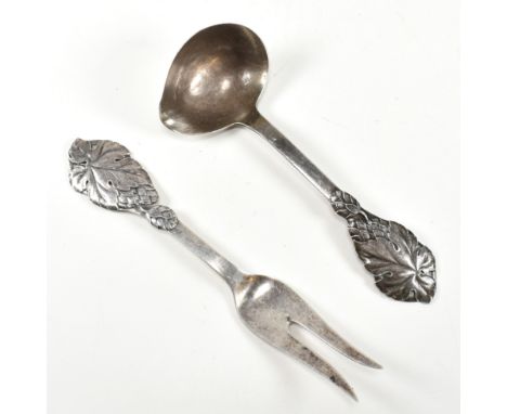 Johannes Siggaard - Danish silver pouring ladle and toasting fork. Marked for Johannes Siggaard, monograms to verso handles.W