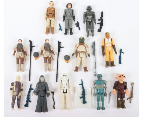 Twelve Vintage Star Wars loose action figures Kenner 1977-1983, Twelve complete with original weapons, Play wear to good cond