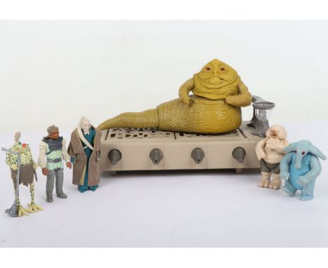 Vintage Star Wars Action Figures and Jabba The Hutt Playset Kenner. Including Max Rebo Band with one microphone. Missing part