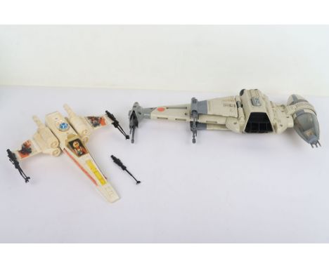 Two Vintage Star Wars Vehicles B-Wing and X-Wing Fighters Kenner. Both complete untested. Some discolouration to the X-Wing. 