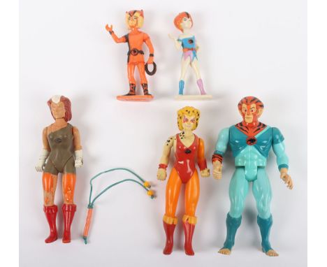 Five Vintage Thundercats Action Figures loose LJN. Including Cheetara, Tygra with weapon, a custom Pumyra. Mechanisms working