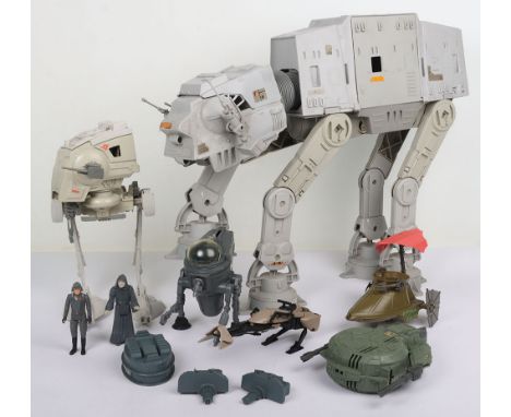 Vintage Star Wars Action Figures and Vehicles Kenner. Including two figures, AT-AT, AT-ST and four mini rigs. Missing parts. 