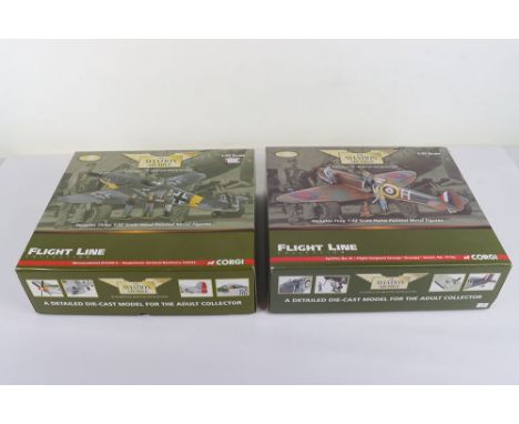 Two Corgi 1:32 scale Aviation Archive, Limited Edition Front Line Collection Spitfire, Mk 1A – Flight Sergeant George ‘Grumpy