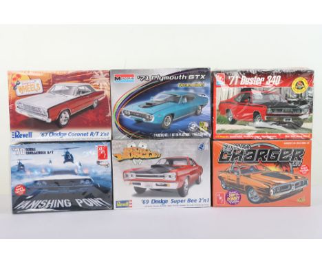 Six Model Car kits 1:25 1:24 Scale AMT Ertl, MPC Ertl, Revell,  all new in box.  Including 70 Dodge Challenger R/T, 67 Dodge 