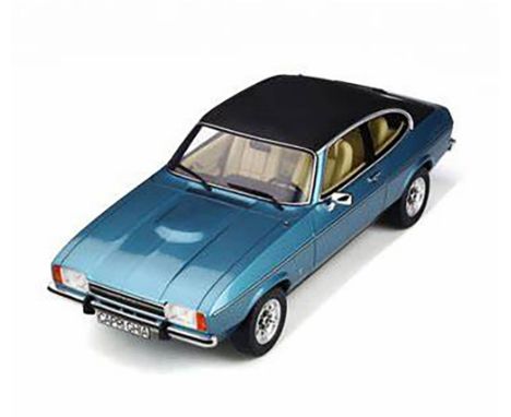 Ottomobile OT810 1:18 Scale Die Cast Ford Capri Mk.2 Miami Blue Poly 1974. Stock photo used. Brand new in box.