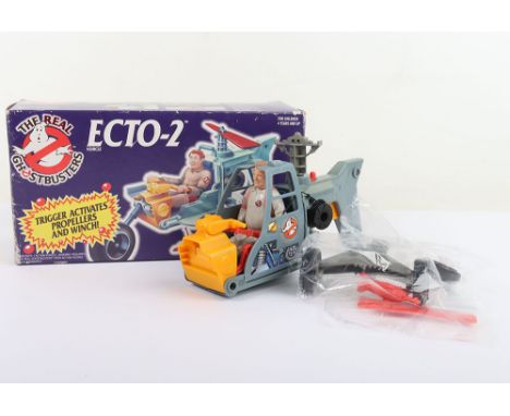 Vintage Ghostbusters Ecto-2 Vehicle boxed Kenner. Complete, missing instructions. Comes with scarce Slimed Heroes Ray Stanz f