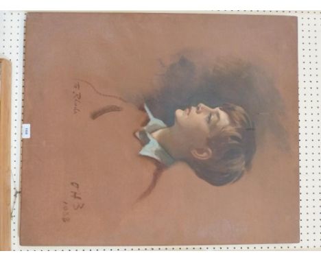 ENGLISH SCHOOL 20TH CENTURY A portrait of a young boy. Signed initials O.H.B. and dated 1938. Oil on canvas 30'x25'. Unframed