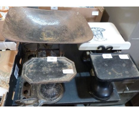 Two sets of weighing scales