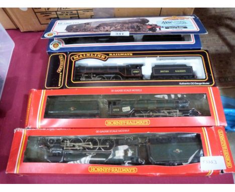 A boxed Bachmann 'OO' gauge locomotive, two Hornby examples and one other
