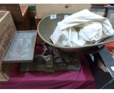 A set of Victorian weighing scales and weights