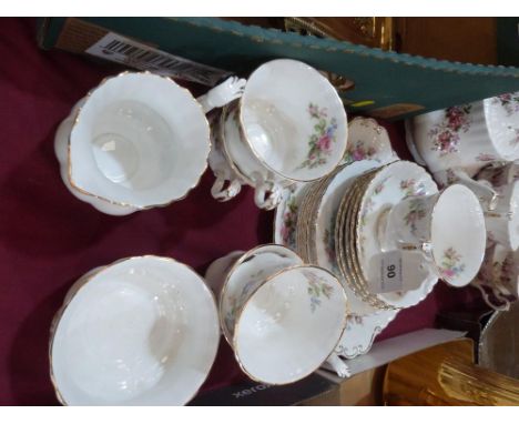 A Royal Albert Moss Rose part tea service of 19 pieces