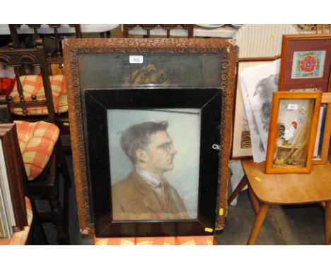 Arden Gates, gilt framed still life study; a framed print; and a portrait study indistinctly signed
