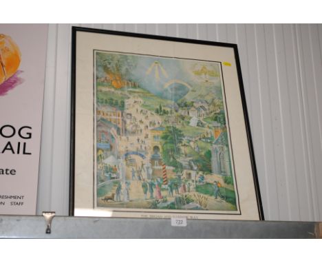 A framed and glazed coloured print 'The Broad And Narrow Way'