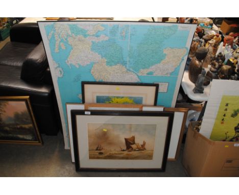 A Thomas Bush Hardy framed print together with various other prints