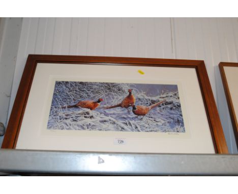 Martin Ridley, pencil signed limited edition print of pheasants
