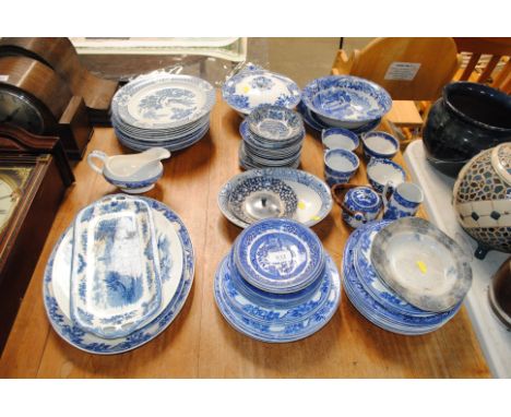 A collection of various blue and white china to include Copeland Spode; Greene & Co. etc.