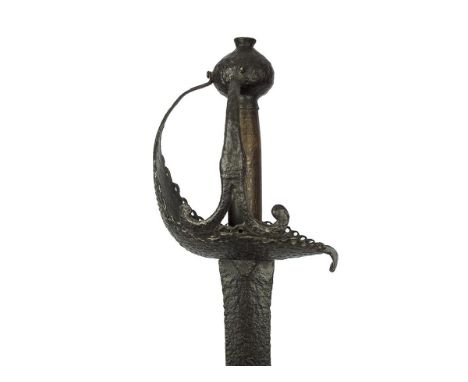 A mid-17th Century English Civil War period Officer's Mortuary hilted broadsword, 84cm blade, indistinctly marked along the m