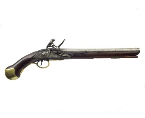 A rare 28-bore flintlock 1718/1756 Pattern Long Sea Service pistol dated 1762, 12inch sighted barrel, flat lock stamped with 