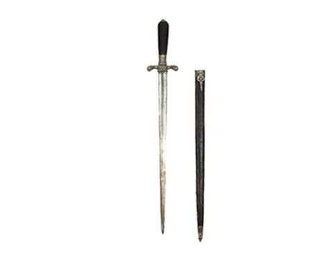 A late 17th Century English silver mounted hunting dirk or dagger, 37.5cm flattened diamond section two-stage blade, pierced 