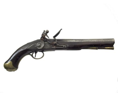 A 16-bore flintlock Light Dragoon service pistol, 9inch barrel, border engraved lock stamped with a crown over GR and TOWER a