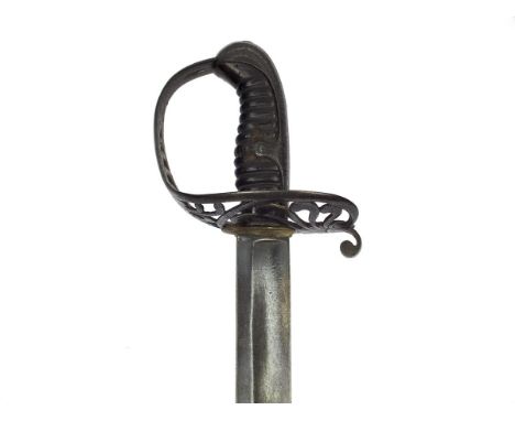 1796 Pattern Heavy Cavalry Officer's Ladder Hilt or undress sword, 86cm blade decorated with stands of arms, crowned GR cyphe