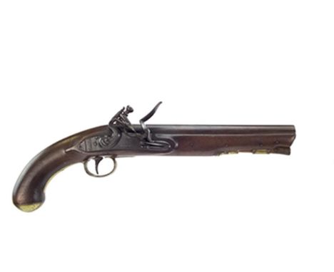 A crisp 20-bore flintlock livery pistol by Simmons, 9inch browned barrel engraved LONDON on the top flat, border engraved ste