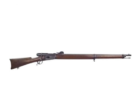 A good Swiss Vetterli 10.4mm obsolete calibre bolt action service rifle, 32.5inch sighted blued barrel fitted with pivoting r
