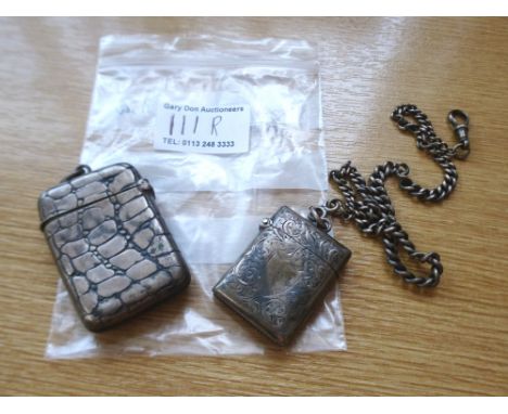 SILVER LIGHTER AND SILVER VESTA CASE ON SILVER CHAIN